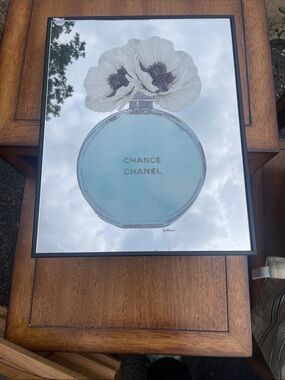 CHANEL Chance Mirrored and Aqua Blue Perfume Bottle Art Print